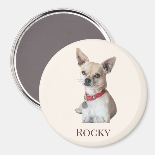 Aimant Personalized Dog Photo | Custom Pet Name  (Recto/Verso)