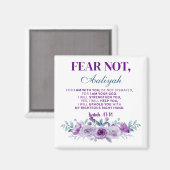 Aimant Personalized Fear Not Isaiah 41:10 Purple Floral (Recto/Verso)