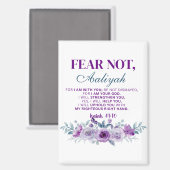 Aimant Personalized Fear Not Isaiah 41:10 Purple Floral (Recto/Verso)