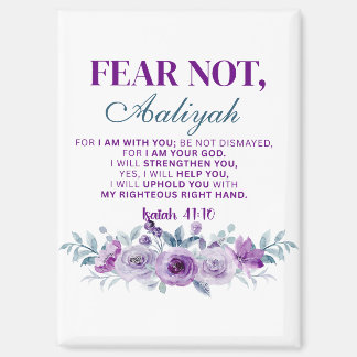 Aimant Personalized Fear Not Isaiah 41:10 Purple Floral