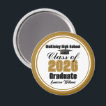 Aimant Personalized Gold Class of 2026 Graduation Party<br><div class="desc">Customize your own gold and black high school Class of 2026 graduate magnet for a high school or college graduation party. Cool varsity letters for the year on a great custom commemorative keepsake for seniors.</div>