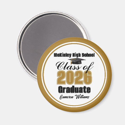 Aimant Personalized Gold Class of 2026 Graduation Party (Recto/Verso)