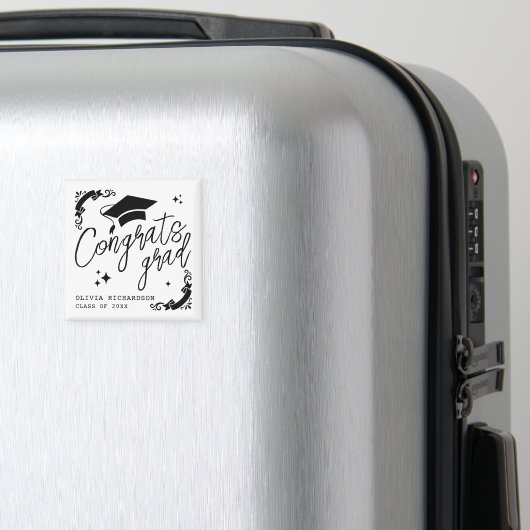 Aimant Personalized Graduation Elegant Script Stars & Cap (In Situ (Bagages))