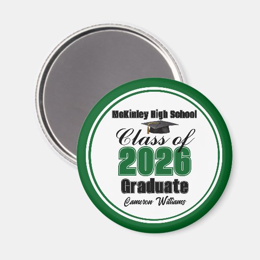 Aimant Personalized Green Class of 2026 Graduation Party (Recto/Verso)