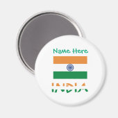 Aimant Personalized India Flag Round (Recto/Verso)