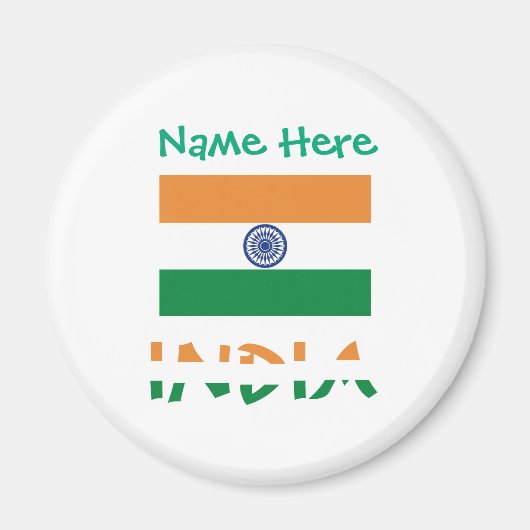 Aimant Personalized India Flag Round (Devant)