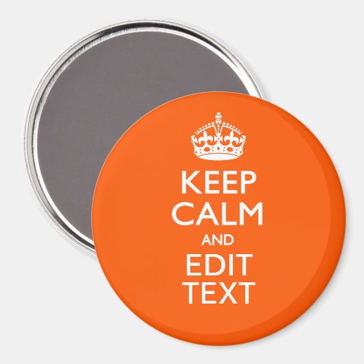 Aimant Personalized KEEP CALM Your Text Orange Accent (Recto/Verso)