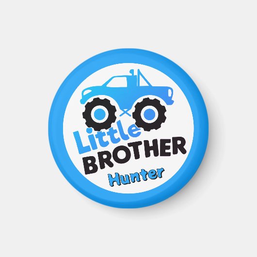 Aimant Personalized Little Brother Monster Truck Blue (Devant)