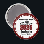 Aimant Personalized Maroon Class of 2026 Graduation Party<br><div class="desc">Customize your own maroon high school Class of 2026 graduate magnet for a high school or college graduation party. Cool varsity letters for the year on a great custom commemorative keepsake for seniors.</div>