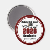 Aimant Personalized Maroon Class of 2026 Graduation Party (Recto/Verso)