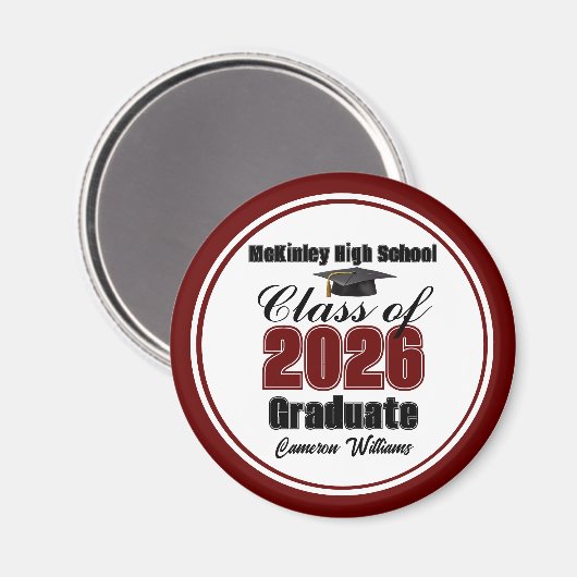 Aimant Personalized Maroon Class of 2026 Graduation Party (Recto/Verso)