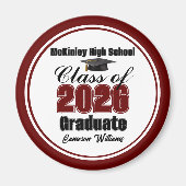 Aimant Personalized Maroon Class of 2026 Graduation Party (Devant)