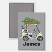 Aimant Personalized Name Golfer Christmas Golf Cart Xmas  (Recto/Verso)