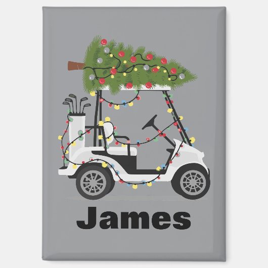 Aimant Personalized Name Golfer Christmas Golf Cart Xmas  (Recto)