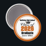 Aimant Personalized Orange Class of 2026 Graduation Party<br><div class="desc">Customize your own orange high school Class of 2026 graduate magnet for a high school or college graduation party. Cool varsity letters for the year on a great custom commemorative keepsake for seniors.</div>