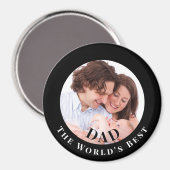 Aimant Personalized Photo in Black Circle Best Dad (Recto/Verso)