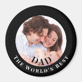 Aimant Personalized Photo in Black Circle Best Dad (Devant)