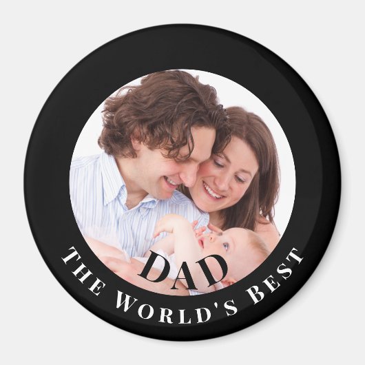 Aimant Personalized Photo in Black Circle Best Dad (Devant)