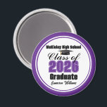 Aimant Personalized Purple Class of 2026 Graduation Party<br><div class="desc">Customize your own purple high school Class of 2026 graduate magnet for a high school or college graduation party. Cool varsity letters for the year on a great custom commemorative keepsake for seniors.</div>