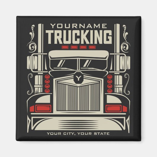Aimant Personalized Trucking 18 Wheeler BIG Trucker (Devant)