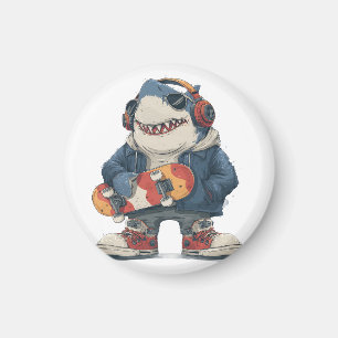 Aimant Personnage de requin hip hop de dessin animé avec