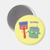 Aimant Personnages de peinture et de pinceau mignons (Recto/Verso)