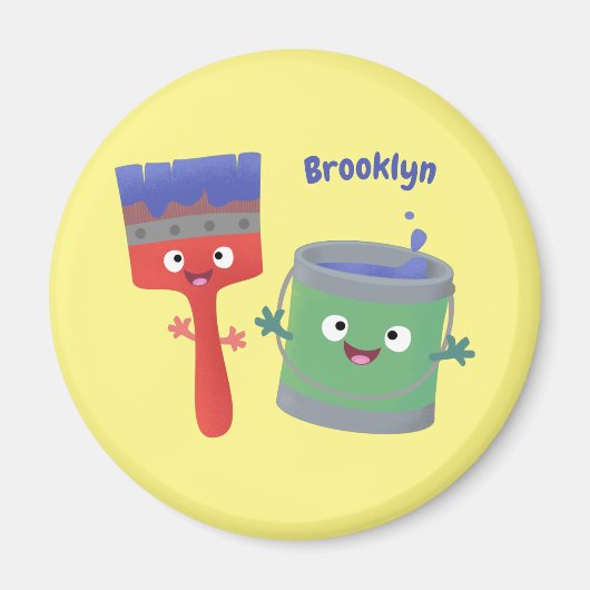 Aimant Personnages de peinture et de pinceau mignons (Devant)