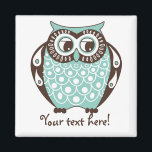Aimant Personnalisable à Chouette Tawny Bleue Quir<br><div class="desc">Blue Quirky Tawny Owl Aimant personnalisable Une illustration mignonne et décalée d'une chouette bleue ornée avec le corps motif de bord de pétoncle. Le texte de cet article peut être personnalisé.</div>