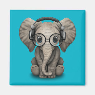 Aimant Personnalisable Baby Elephant Dj avec casque