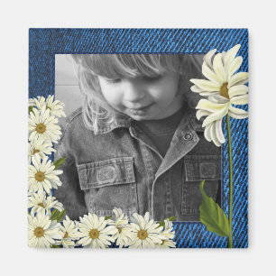 Aimant personnalisable de denim et de photo de