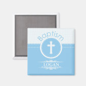 Aimant Personnalisable, Enfant Garçon Bleu de Dieu Baptêm (Recto/Verso)