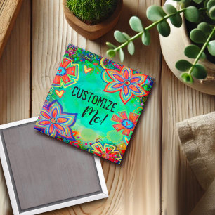 Aimant Personnalisable Floral Pretty Inspirivity Amusant 