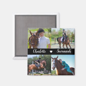 Aimant Personnalisé 4 Photos Collage Nom du cheval (Recto/Verso)