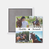 Aimant Personnalisé 4 Photos Collage Nom du cheval (Recto/Verso)