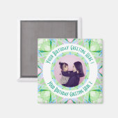 Aimant Personnalisé Anniversaire Étoile rose vert Accueil (Recto/Verso)