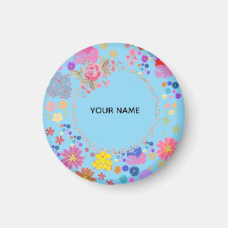 Aimant personnalisé avec nom élégant floral aquare