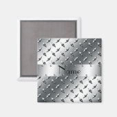 Aimant Personnalisé avec votre nom plaque diamant acier (Recto/Verso)