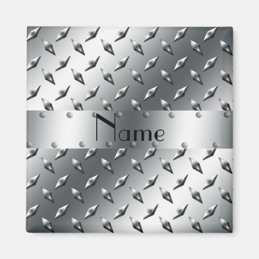 Aimant Personnalisé avec votre nom plaque diamant acier (Devant)
