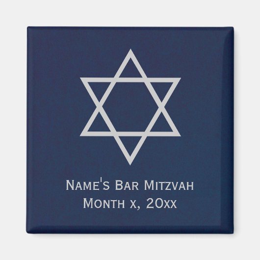 Aimant personnalisé Bar Mitzvah - bleu et argent (Devant)