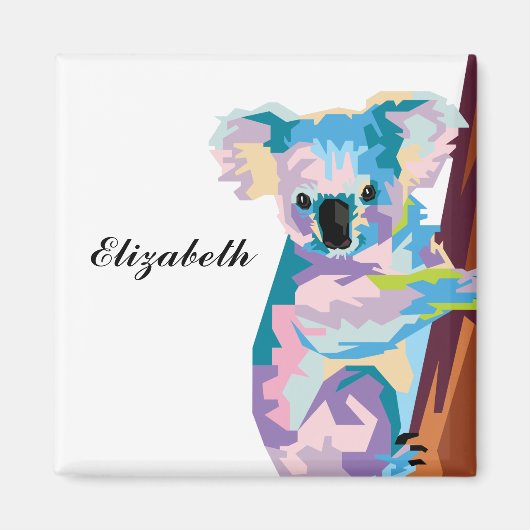 Aimant Personnalisé Coloré Pop Art Koala (Devant)