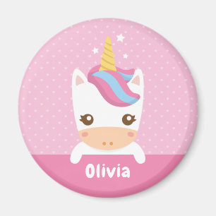 Aimant Personnalisé Filles Licorne Mignonne