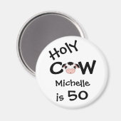 Aimant Personnalisé Funny Holy Cow 50th Birthday Humoriso (Recto/Verso)