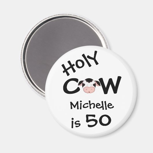 Aimant Personnalisé Funny Holy Cow 50th Birthday Humoriso (Recto/Verso)