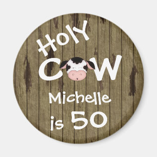 Aimant Personnalisé Funny Holy Cow 50th Birthday Humoriso