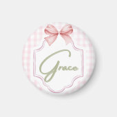 Aimant Personnalisé Grace Baby Girl Nursery Bow&En vichy (Devant)
