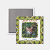 Aimant Personnalisé Joyeux Noël Green Chat Kitten Animal  (Recto/Verso)