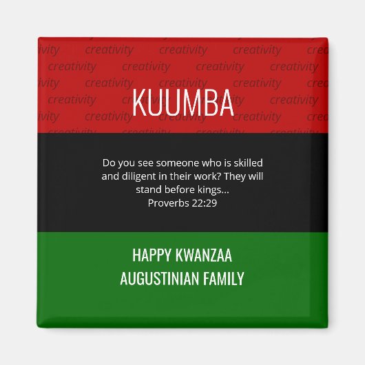 Aimant Personnalisé KUUMBA Happy Kwanzaa (Devant)