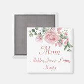 Aimant Personnalisé Maman Rose Roses Floral 4 à 8 Noms d' (Recto/Verso)