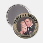 Aimant Personnalisé Militaire J'Aime Mon Soldat Cadre Pho (Recto/Verso)