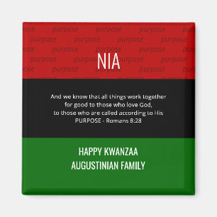 Aimant Personnalisé NIA Romans 8 28 Happy Kwanzaa